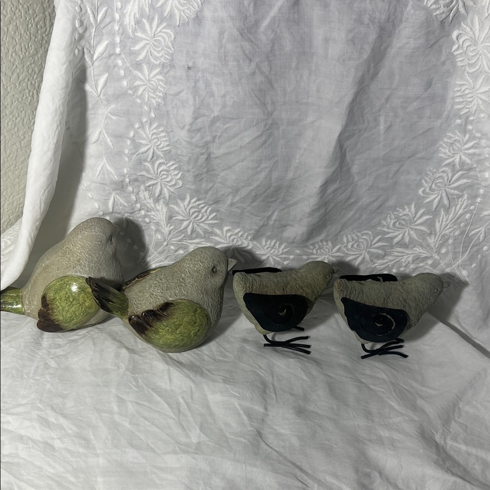 Evergreen Home and Garden Decorative Stone Bird Figurines Set - Gray and Green - Picture 4 of 6